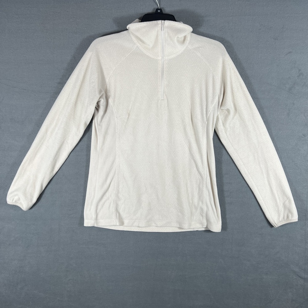 Columbia Women's M Beige Cream 1/4 Zip Fleece Pullover Jacket Outdoor Hiking Top